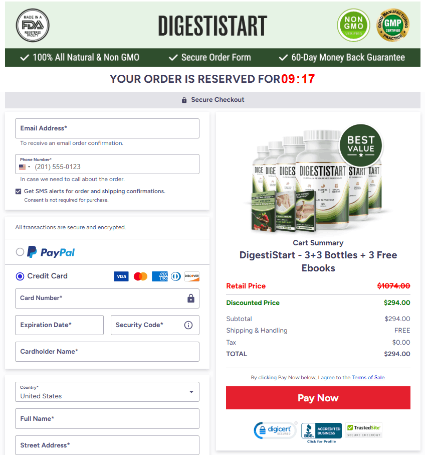 DigestiStart order